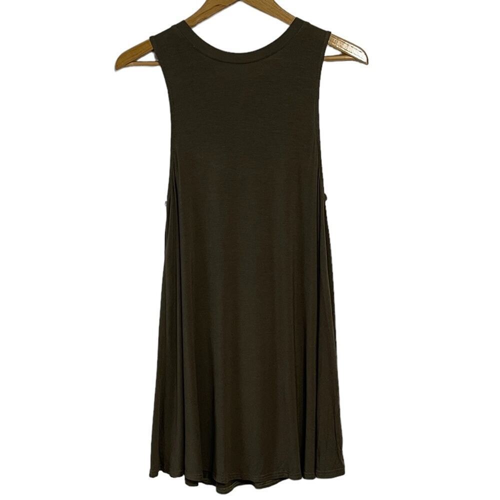 Lulu’s Olive Green Fringe Mini Swing Dress Size S